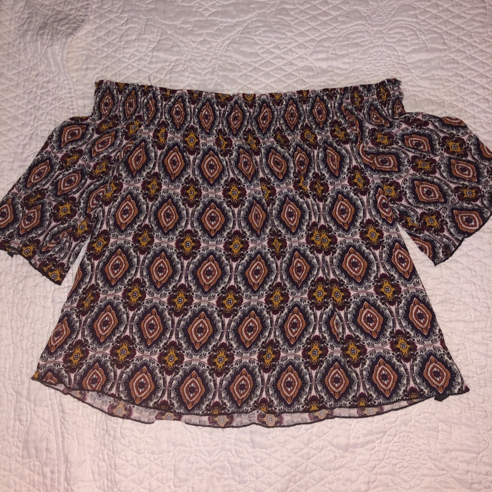 Buckle brand off shoulder top